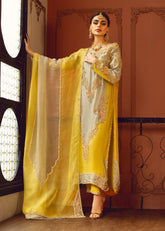 Arched Blossom – Yellow & Silver Embroidered Suit